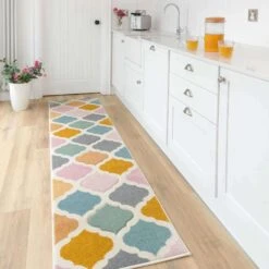 Colourful Pastel Trellis Area Room Rug -Kukoon Rugs Store trellis multi 9774 5B1 5D
