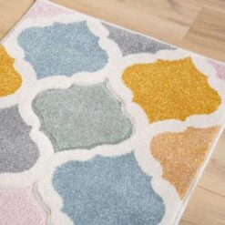 Colourful Pastel Trellis Area Room Rug -Kukoon Rugs Store trellis multi 9774 5B4 5D