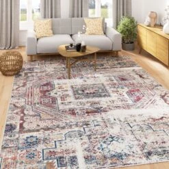 Washable Rustic Oriental Distressed Rug - Eliza -Kukoon Rugs Store verona Eliza living room final