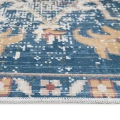 Washable Vintage Blue Distressed Rug - Lyra -Kukoon Rugs Store verona lyra 07400