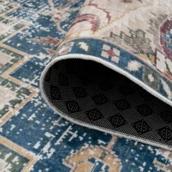 Washable Vintage Blue Distressed Rug - Lyra -Kukoon Rugs Store verona lyra 07408