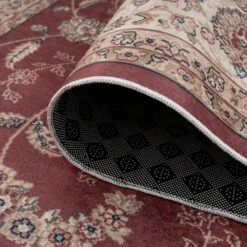 Washable Red Bordered Floral Rug - Matilda -Kukoon Rugs Store verona matilda 07485