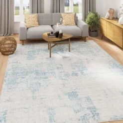 Washable Duck Egg Distressed Area Rug - Maya 11 Washable Duck Egg Distressed Area Rug - Maya -Kukoon Rugs Store verona maya living room final