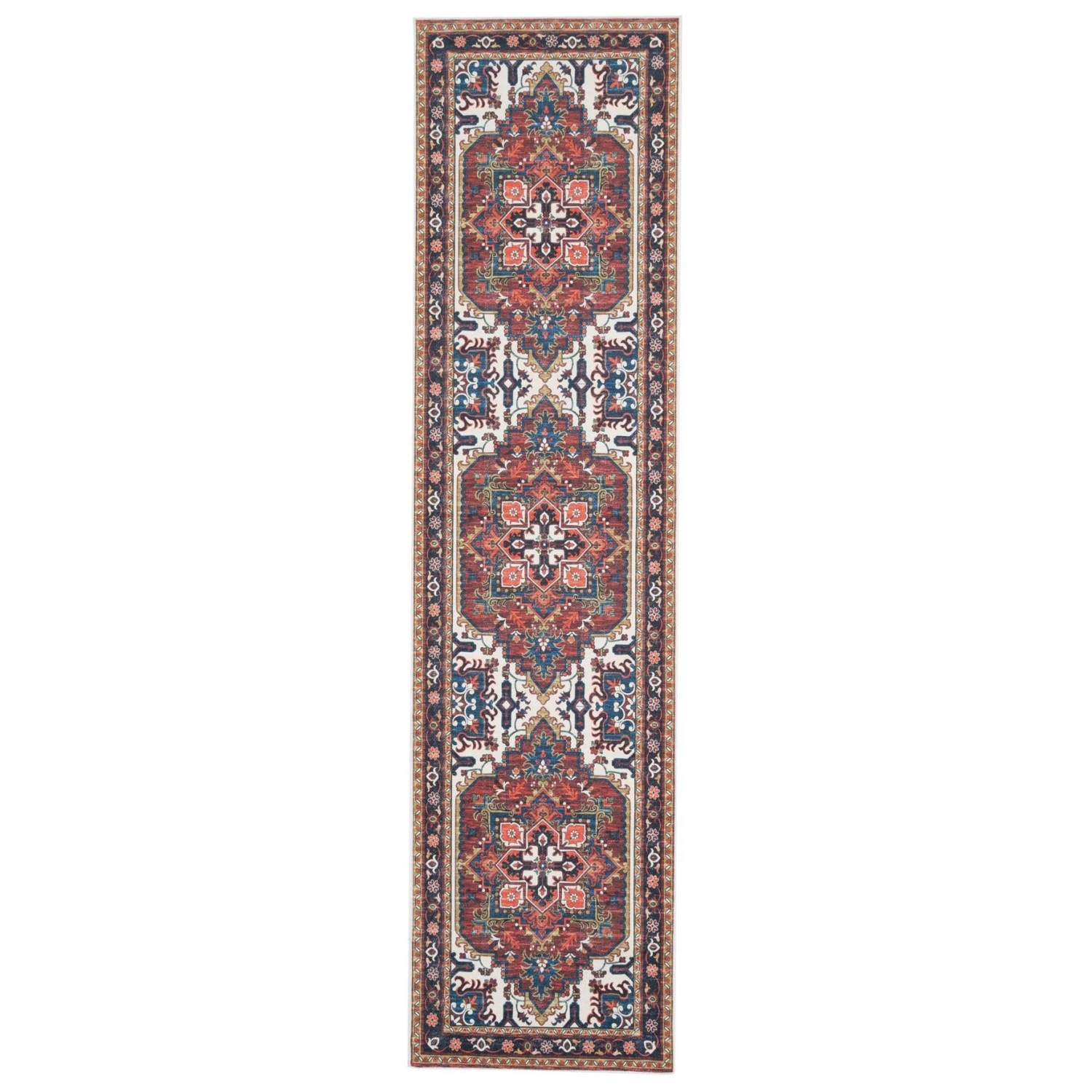 Washable Terracotta Kazak Runner Rug - Pippa 3 Washable Terracotta Kazak Runner Rug - Pippa