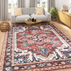Washable Terracotta Kazak Area Rug - Pippa 12 Washable Terracotta Kazak Area Rug - Pippa -Kukoon Rugs Store verona pippa living room