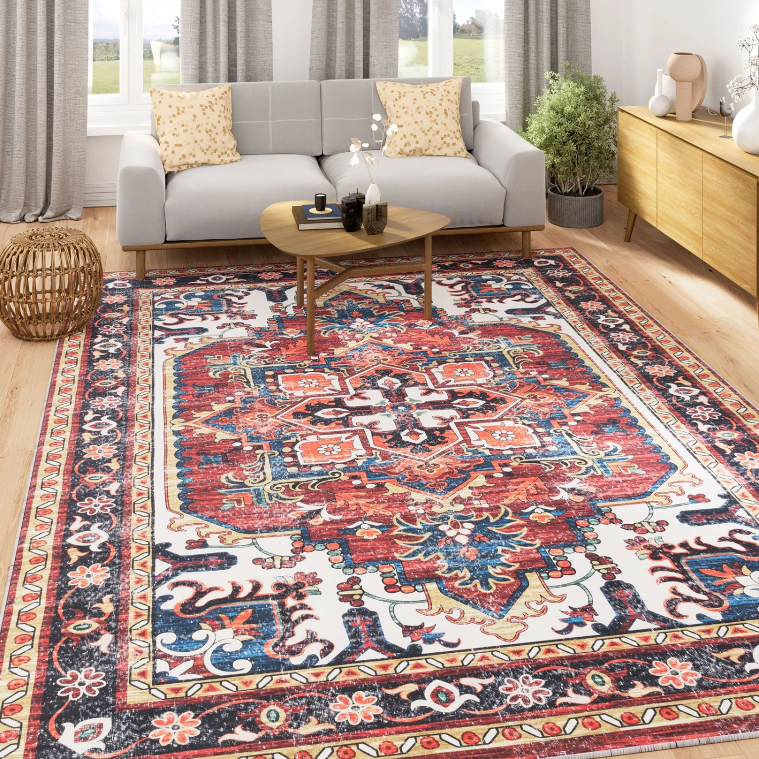 Washable Terracotta Kazak Area Rug - Pippa 4 Washable Terracotta Kazak Area Rug - Pippa - Image 2