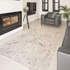 Modern Silver Abstract Living Room Rug - Vincent -Kukoon Rugs Store vincent grey 8661 5B4 5D