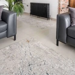 Modern Silver Abstract Living Room Rug - Vincent -Kukoon Rugs Store vincent grey 8661 5B5 5D