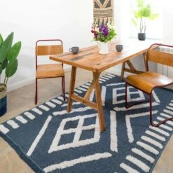 Tufted Tribal Blue Sustainable Rug -Kukoon Rugs Store walter blue 8276