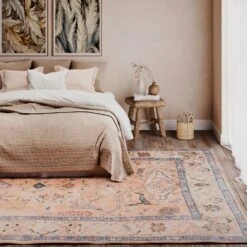 Soft Washable Multicolour Vintage Rug - Amelia -Kukoon Rugs Store washable Amelia room web 1