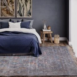 Soft Washable Blue Boho Rug - Clara -Kukoon Rugs Store washable Clara room web 1