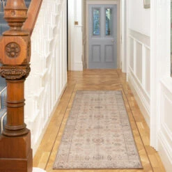 Soft Washable Cream Distressed Runner - Elnora -Kukoon Rugs Store washable Elnora room web RRL Hallway 1