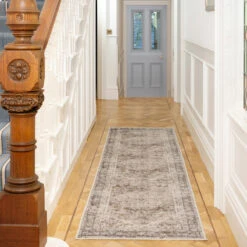 Soft Washable Vintage Greige Runner - Elsie -Kukoon Rugs Store washable Elsie room web RRL Hallway 1