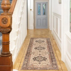 Soft Washable Blue Heritage Runner - Hazel 12 Soft Washable Blue Heritage Runner - Hazel -Kukoon Rugs Store washable Hazel room web RRL Hallway 1