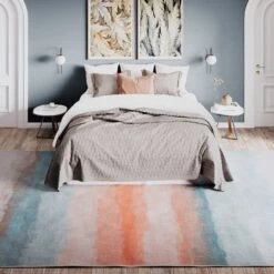 Soft Washable Multicolour Abstract Rug - Solene -Kukoon Rugs Store washable Solene room web 1