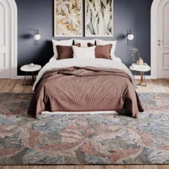 Soft Washable Green Leaf Print Rug - Sylvan -Kukoon Rugs Store washable Sylvan room web 1