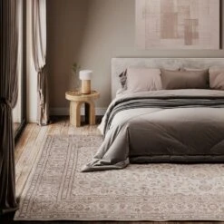 Soft Washable Cream Vintage Rug - Adeline -Kukoon Rugs Store washable adeline room web 1