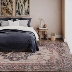 Soft Washable Blue Heritage Rug - Hazel -Kukoon Rugs Store washable hazel room web 1