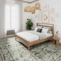 Soft Washable Green Motif Rug - Pippa -Kukoon Rugs Store washable pippa room web