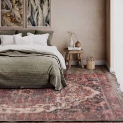 Soft Washable Terracotta Medallion Rug - Verity -Kukoon Rugs Store washable verity room web 1