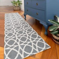 Art Deco Grey Woven Sustainable Recycled Cotton Rug - Wells -Kukoon Rugs Store wells grey 8060 5B3 5D