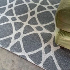 Art Deco Grey Woven Sustainable Recycled Cotton Rug - Wells -Kukoon Rugs Store wells grey 8060 5B5 5D