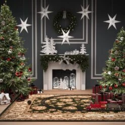 Traditional Green Floral Rug - Koa -Kukoon Rugs Store xmas jasmine green 2