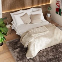 Plush Soft Grey Shaggy Area Rug - Zia -Kukoon Rugs Store zia charcoal final