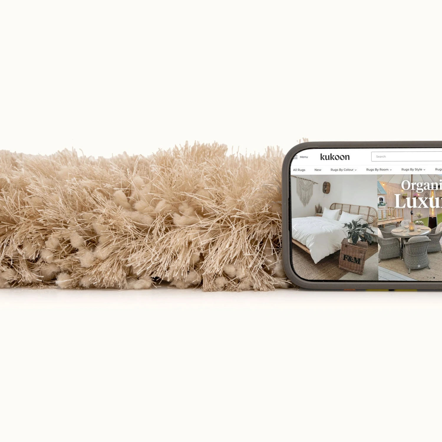 Plush Soft Cream Shaggy Area Rug - Zia 8 Plush Soft Cream Shaggy Area Rug - Zia - Image 6