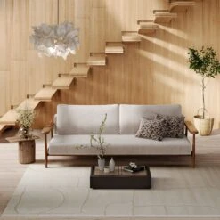 Soft Cream Abstract Rug - Aura -Kukoon Rugs Store zola aura living room 1